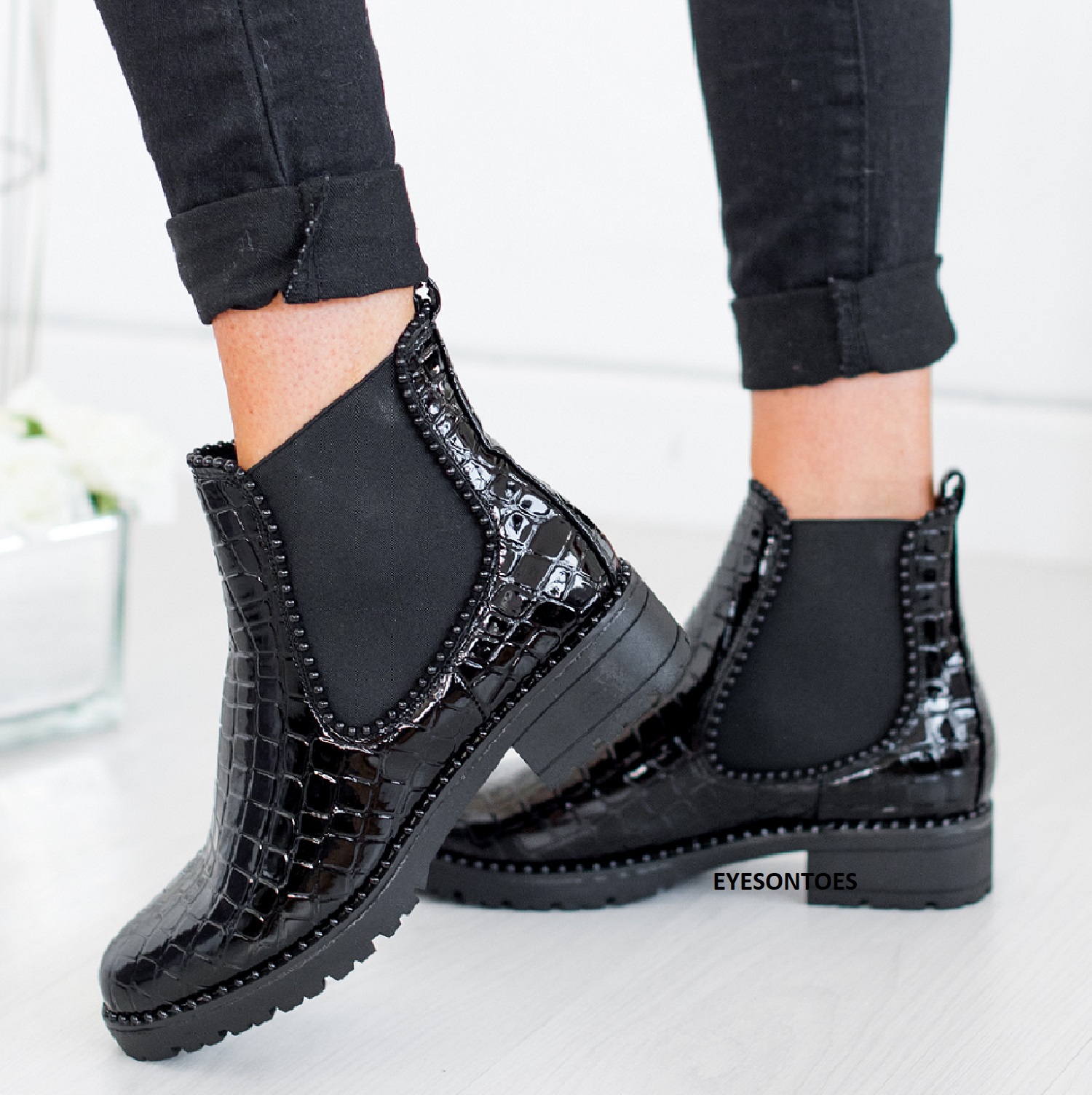 croc chelsea ankle boots